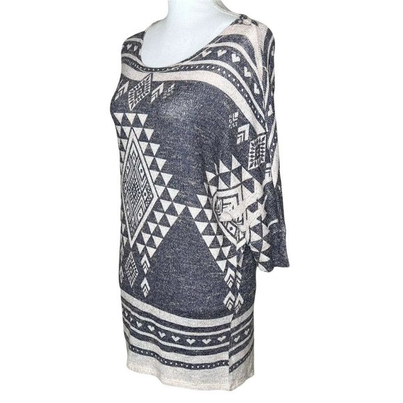 Charming Charlie Women's Boho Dolman Short Sleeve Sweater Size Medium Geometric - Picture 6 of 9
